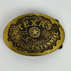 Vintage Blue Bayou Brass Limited Edition Solid Bronze Texas 150 YR Belt Buckle